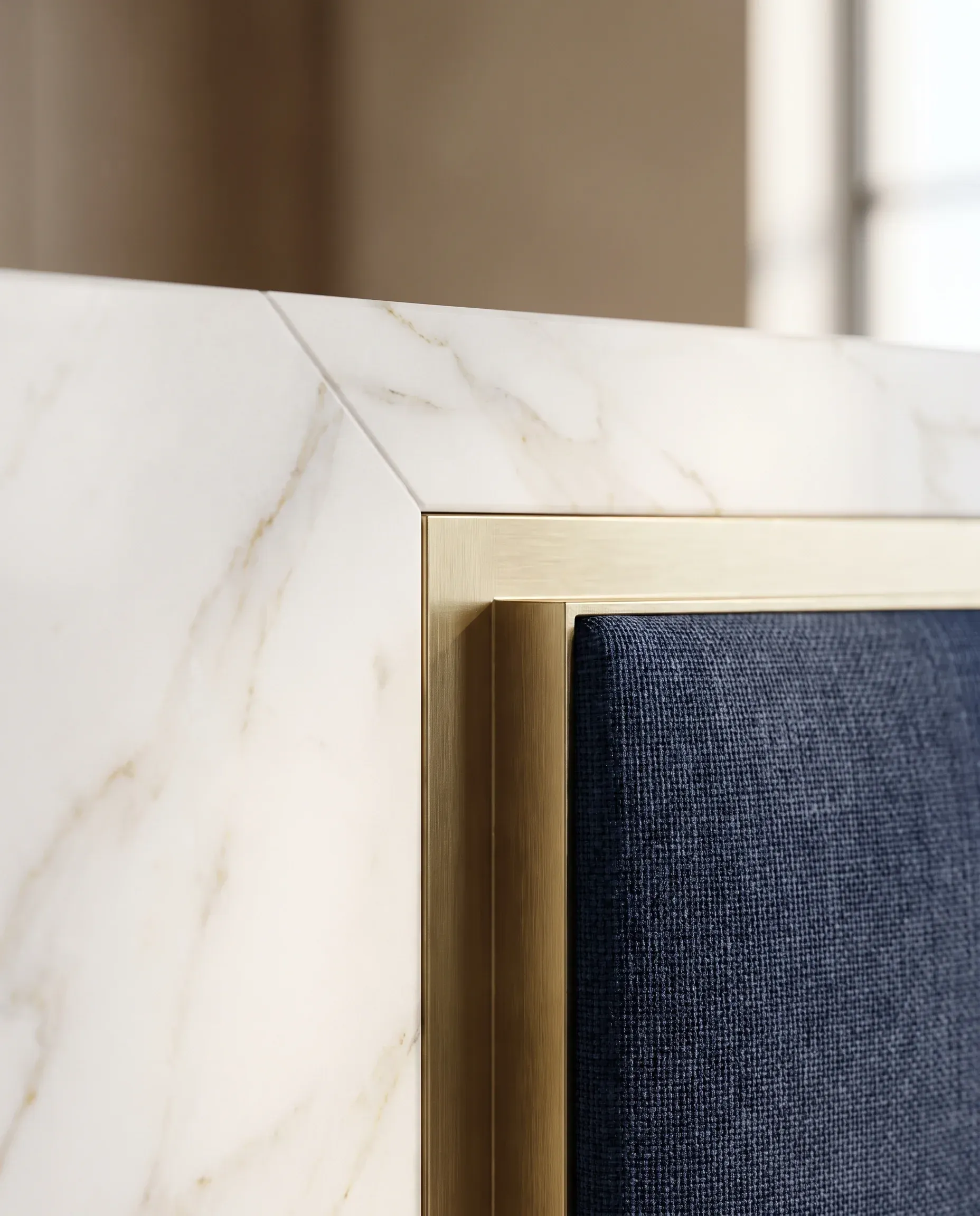 Material detail — Calacatta marble meeting brushed brass